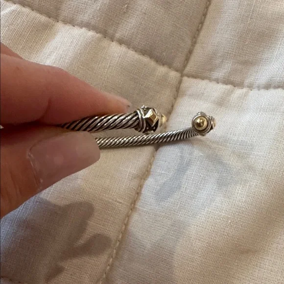 David Yurman Silver and Gold Cable Bracelet - Picture 5 of 7